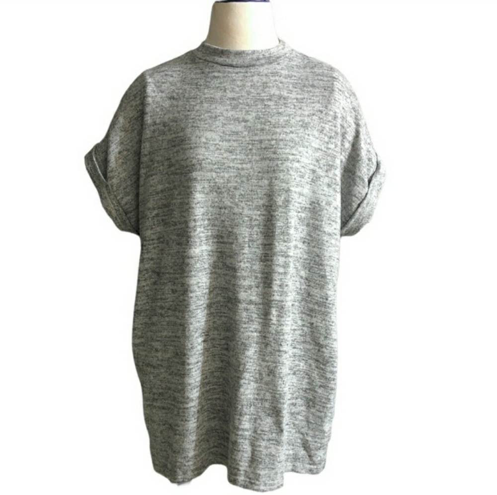 COTTON EMPORIUM Heathered Grey Knit Sweatshirt Tunic Top Size Medium.EUC!